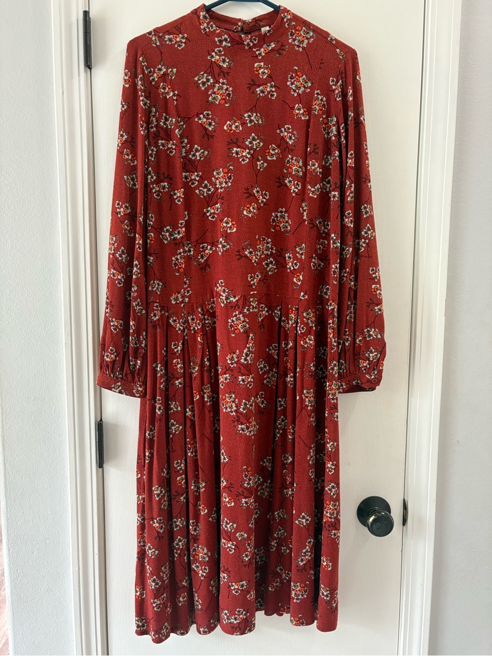 Treasure & Bond Nordstrom Femme Midi Dress Floral Mock Neck Rust Size S GUC